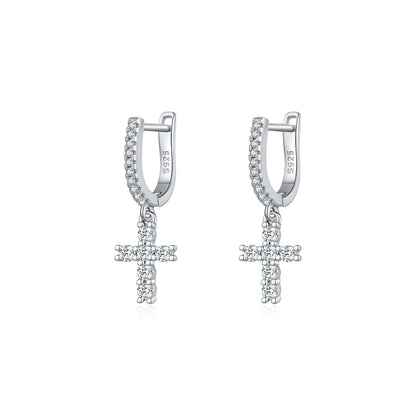 Moissanite Cross Earrings