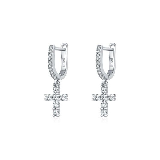 Moissanite Cross Earrings